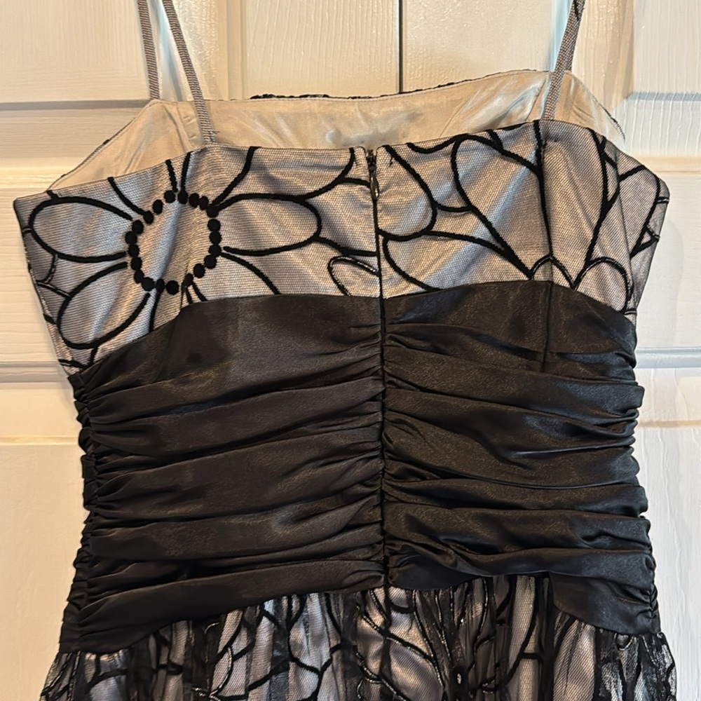 Dollar Brand Party Dress Gray with Black Floral Mesh Overlay Size XS - Picture 9 of 14